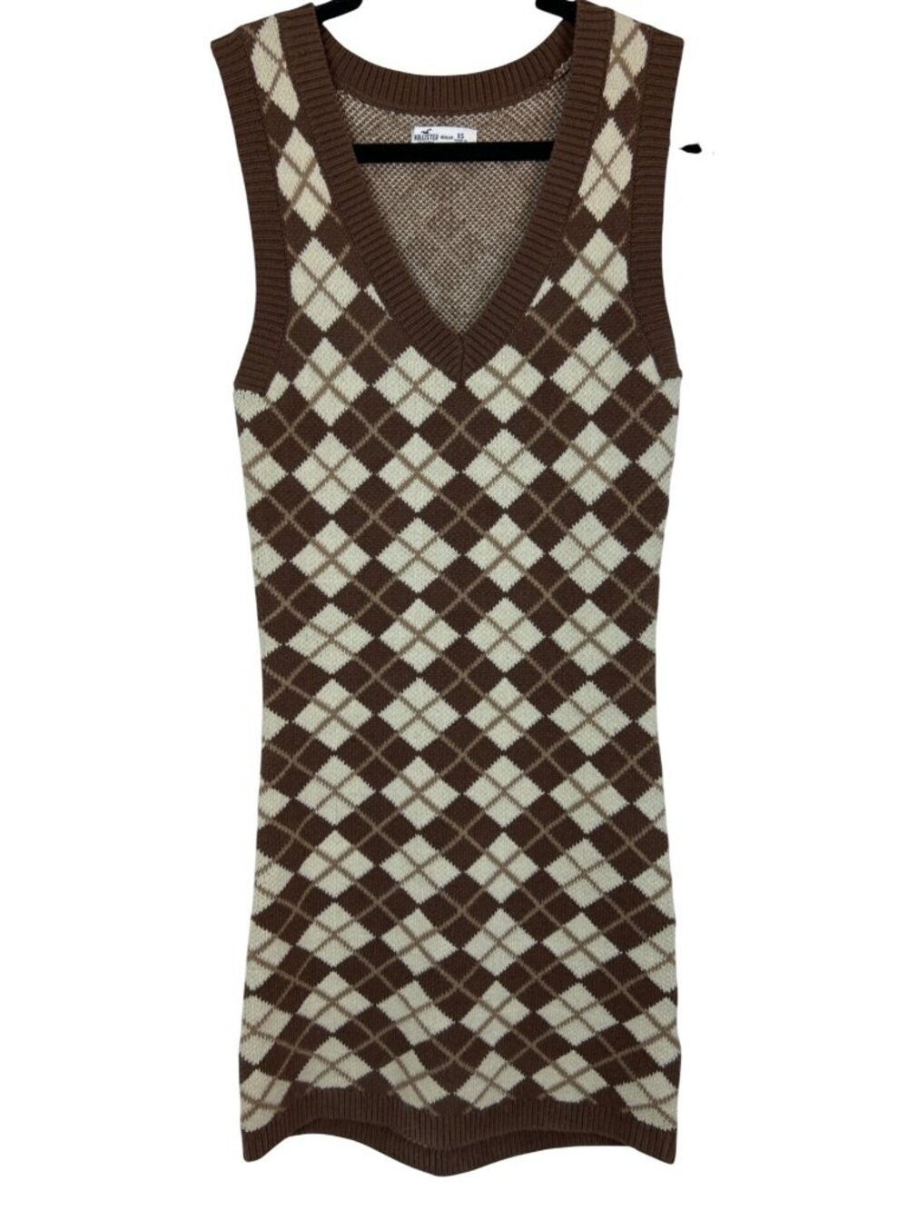 Hollister Y2K Argyle Sweater Bodycon Vest Dress Women's XS Preppy Knit